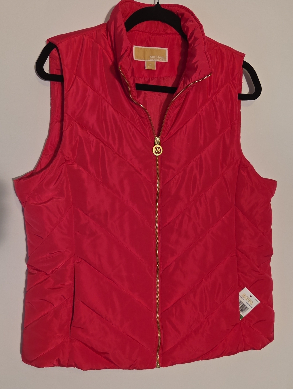 Michael Kors Electric Pink Quilted Puffer Vest with Gold Zipper